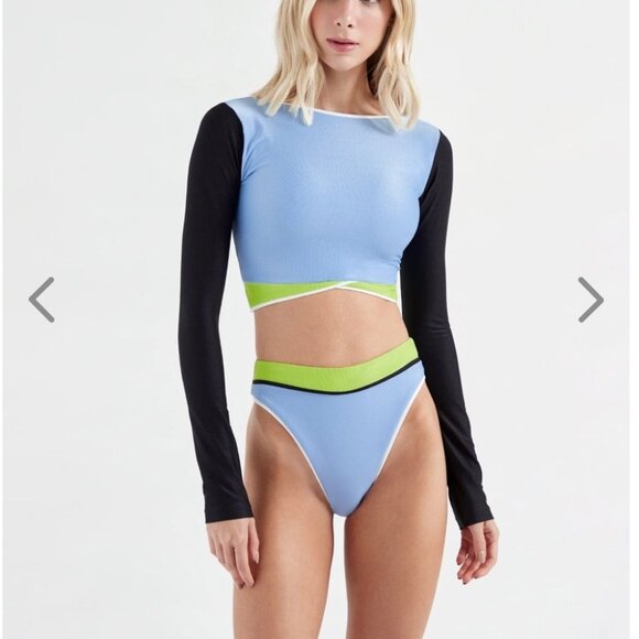 NWT OneOne Swimwear Bikini Set Hawaii Karen Paulina Long Sleeve High Waist NEW - Picture 9 of 12